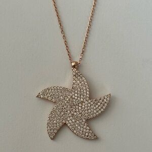 925 Silver sea star necklace cz stones